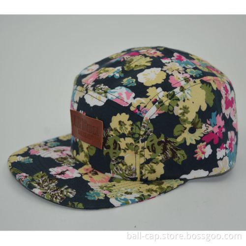 Fashion floral 5 panel snapback cap/hat